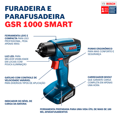 Kit-Furadeira-e-Parafusadeira-Bosch-GSR-1000-Smart-com-Jogo-de-Acessorios-X-line-Titanio-30-Pecas