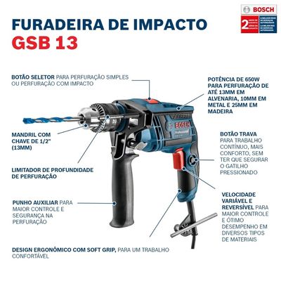 Furadeira-Bosch-de-Impacto-GSB-13-RE-650W-com-Kit-30-pecas