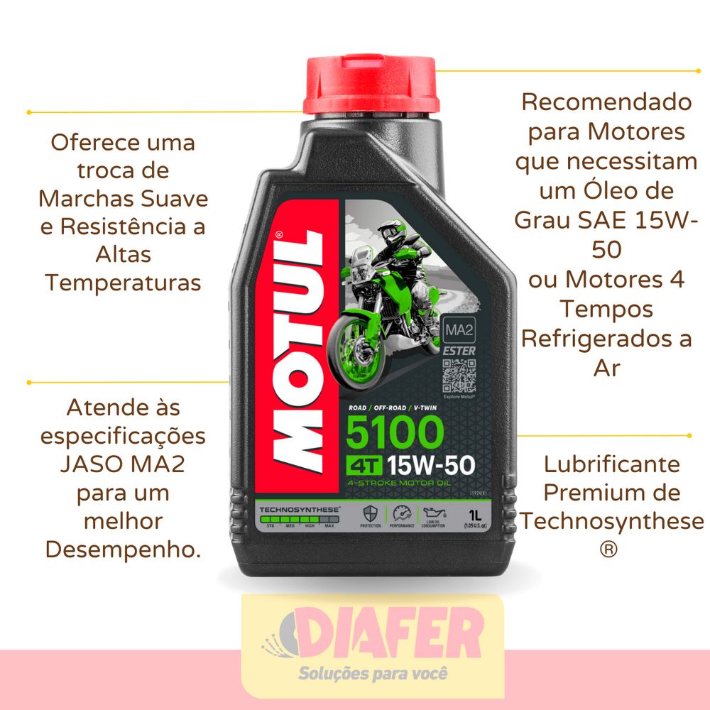 Óleo de Motor 4 Tempos Motul 5100 15W-50 1 Litro - Diafer